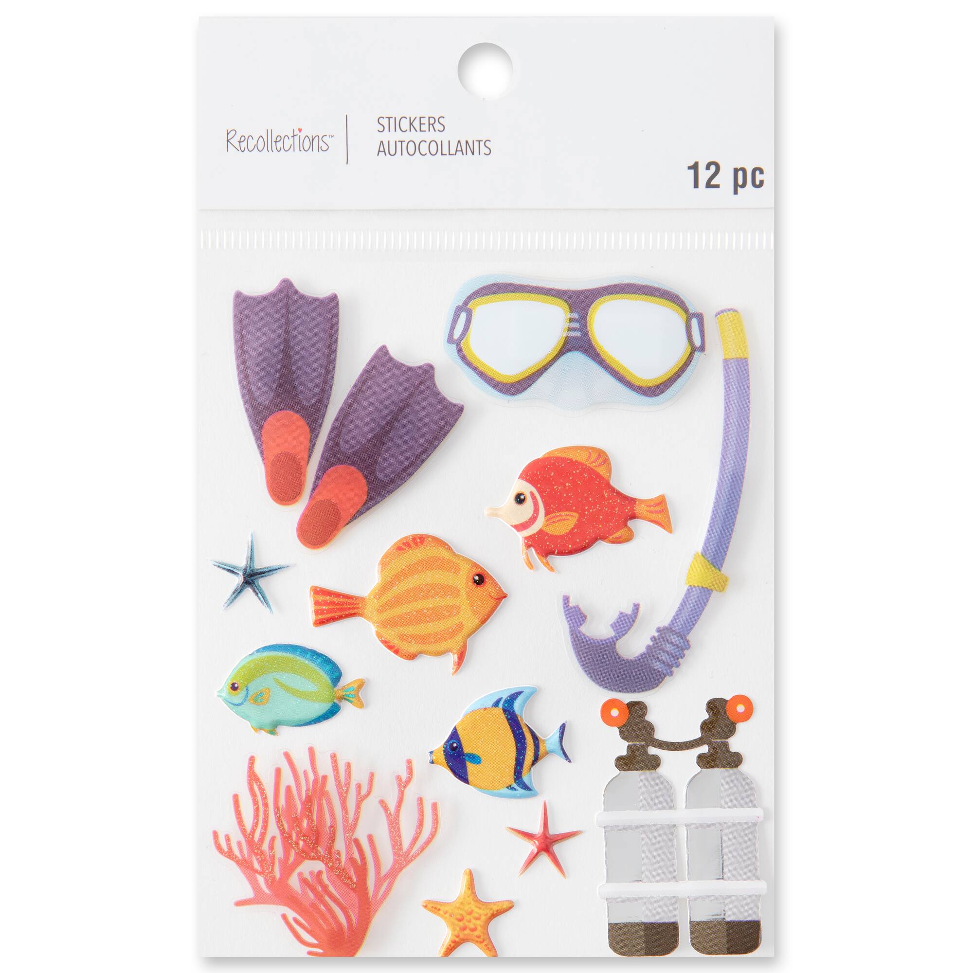 12 Pack: Scuba Puffy 3D Stickers by Recollections™